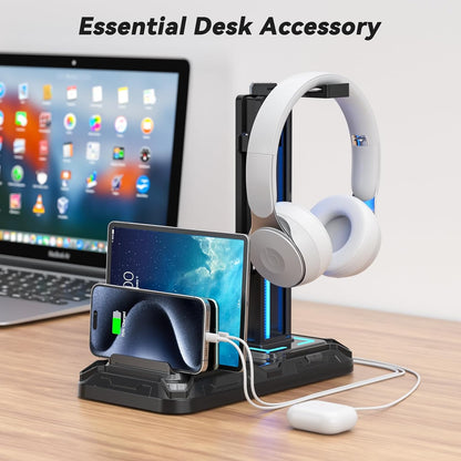 KDD Soporte para auriculares con estación de carga - Soporte de con...