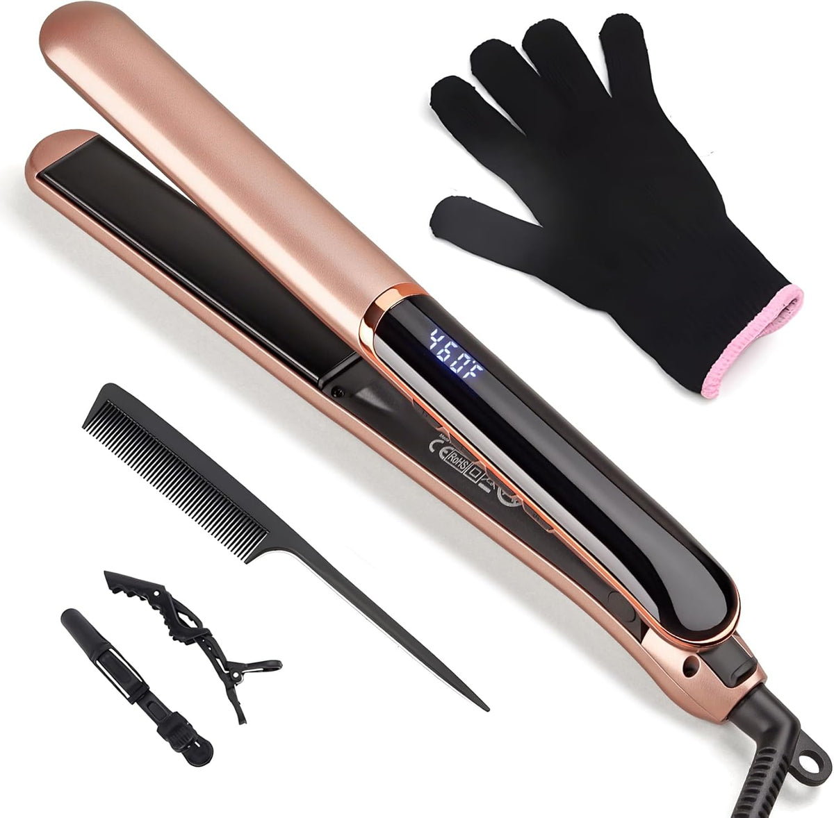 JAETON Plancha de pelo con placas flotantes, temperatura ajustable...