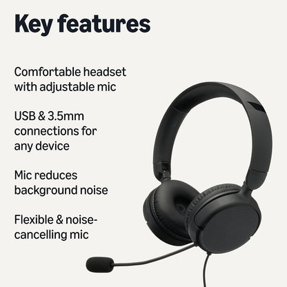 Amazon Basics Auriculares con cable para computadora con micrófono...