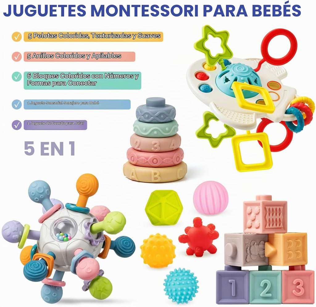 Juguetes para Bebés de 6 a 12 Meses, Juguetes Montessori 5 en 1 par...