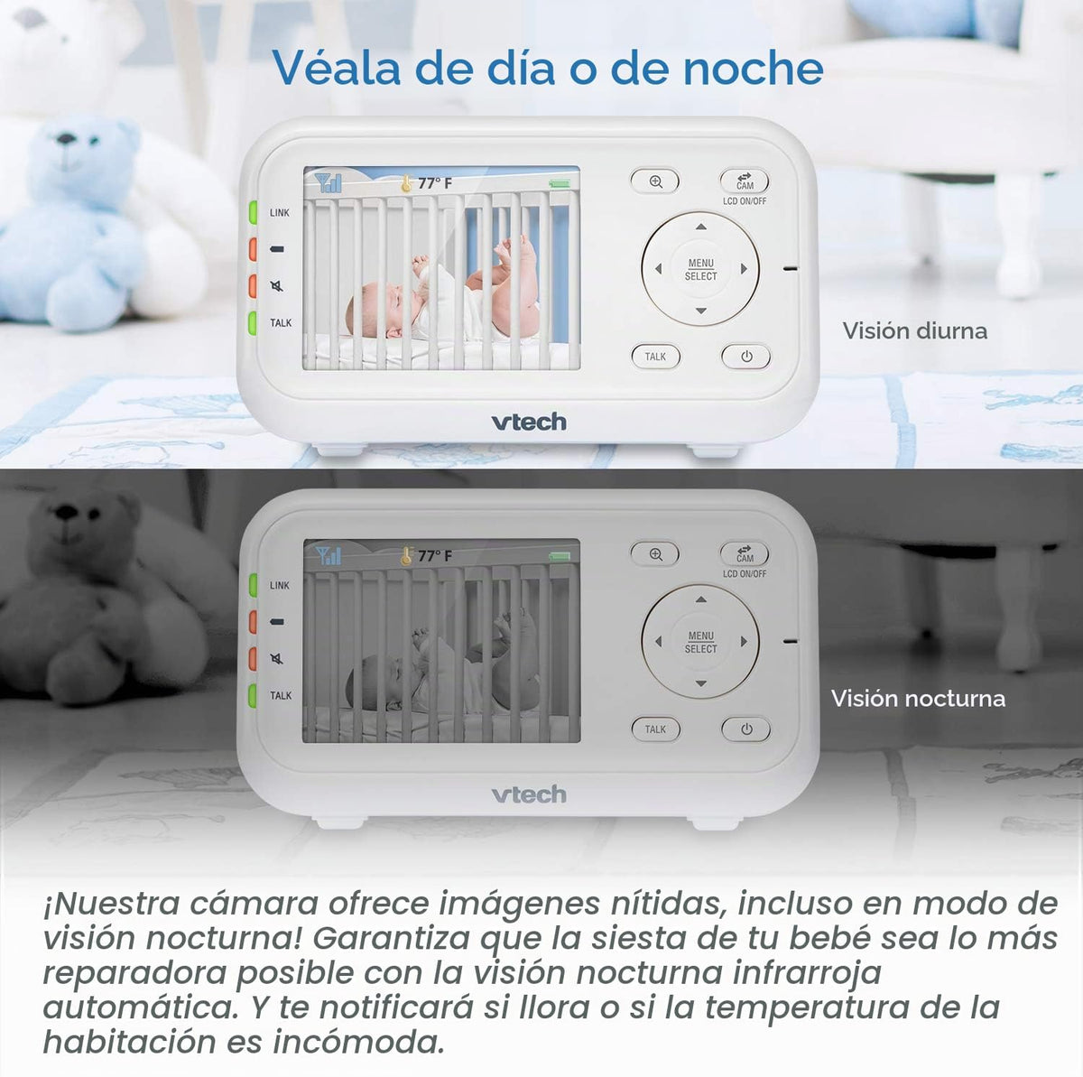 VTech VM3252 Monitor de bebé sin video WiFi, pantalla de 2.8 "...