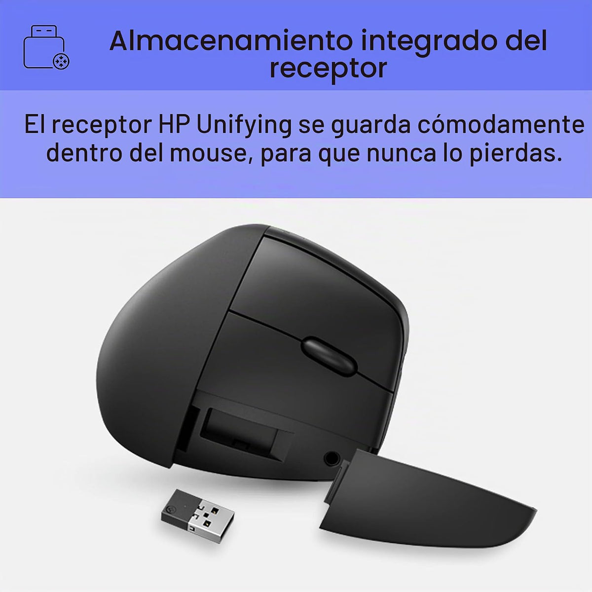 HP 920 - Ratón ergonómico vertical inalámbrico Bluetooth 5.3 y dong...