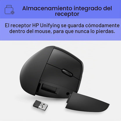 HP 920 - Ratón ergonómico vertical inalámbrico Bluetooth 5.3 y dong...