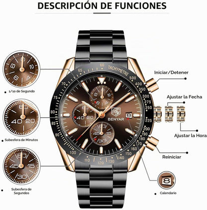 BENYAR Reloj para hombre analógico cronógrafo de cuarzo, impermeabl...