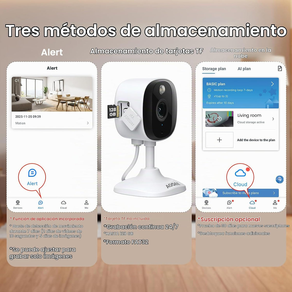 AOQEE Cámara de seguridad 2K para interior\/exterior, color Nigth V...
