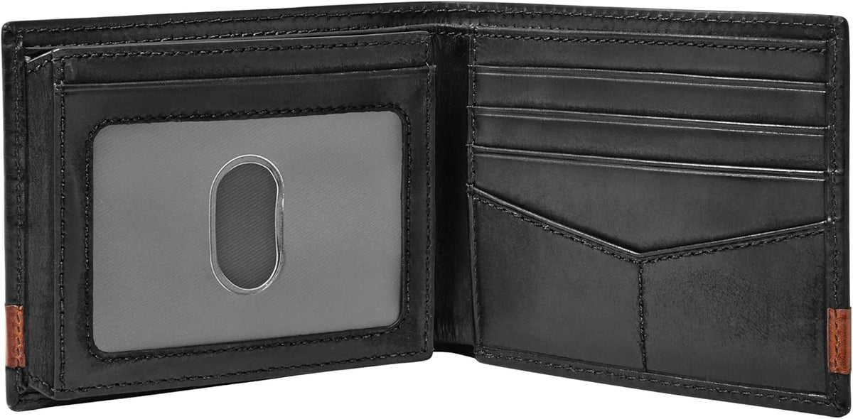 Fossil Billetera de cuero Quinn para hombre con billetera de identi...