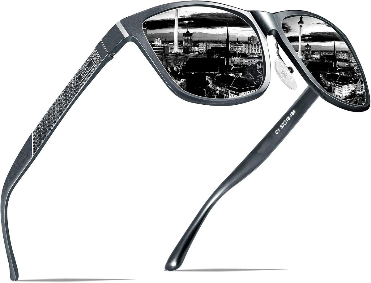 ATTCL Gafas de sol polarizadas para hombre Al-Mg Metal ultraligeras...