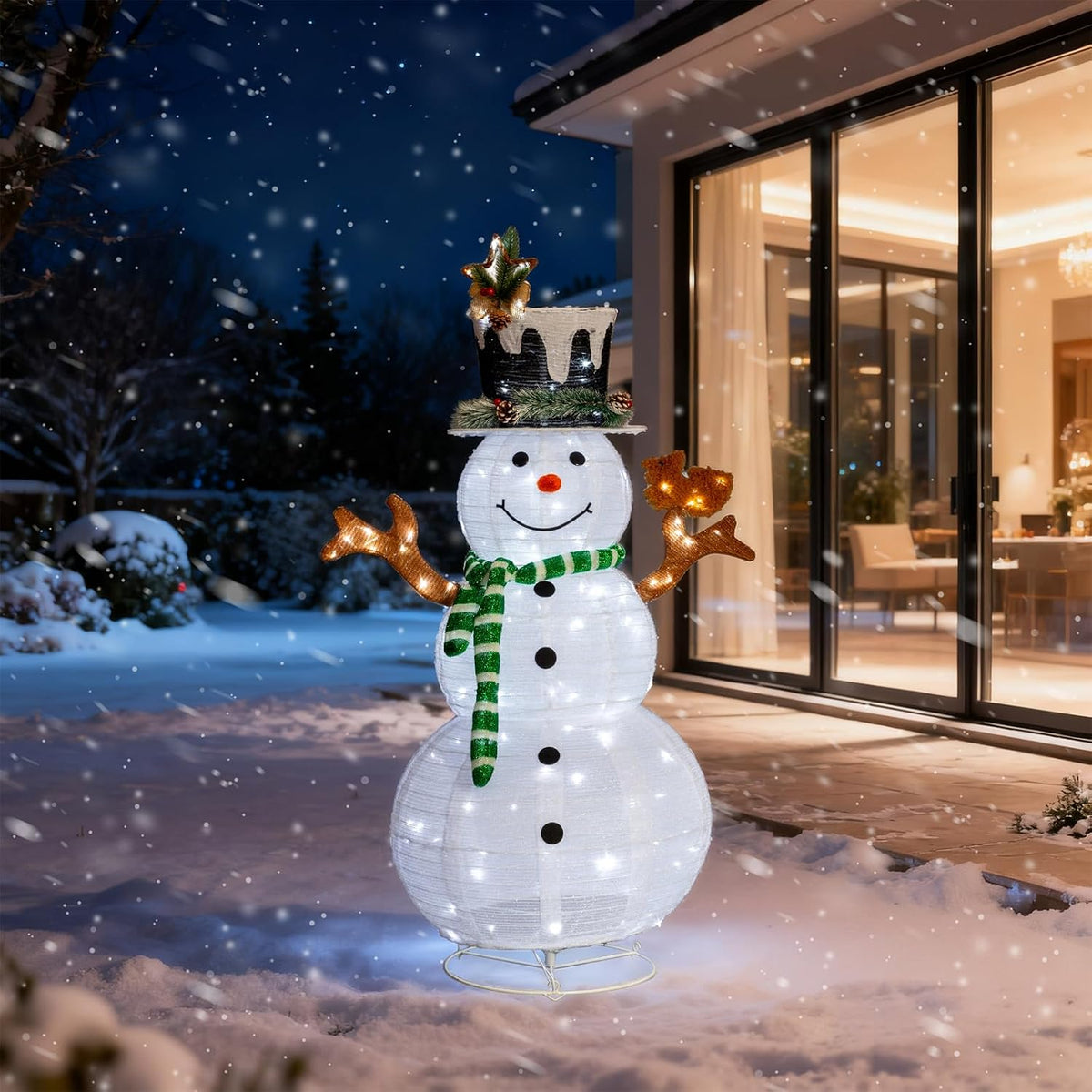 VINGLI Muñeco de Nieve Iluminado de 4 Pies, Decoraciones de Navidad...