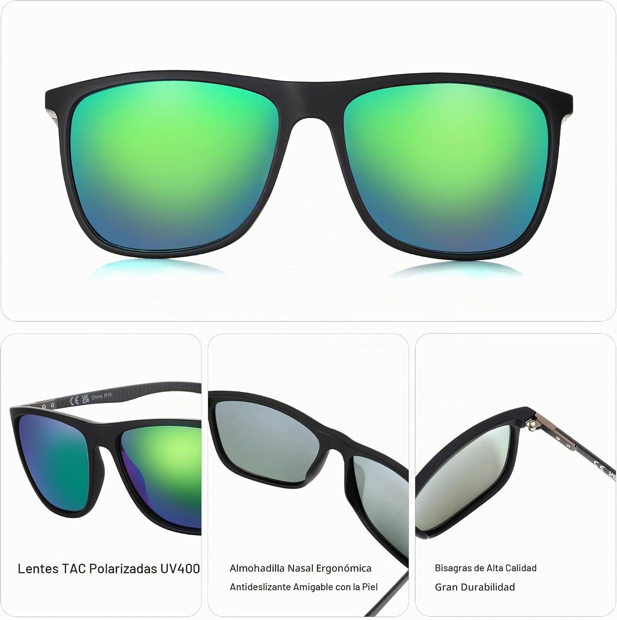 ZENOTTIC Gafas de sol polarizadas cuadradas para hombre, ultraliger...