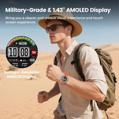 Reloj inteligente para correr para hombres, 1,43" AMOLED, resistent...
