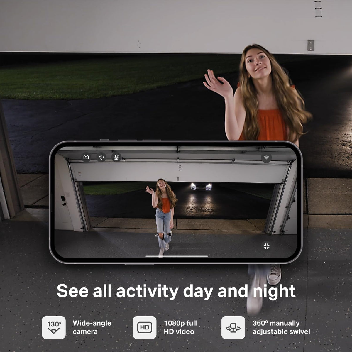 myQ Smart Garage - Cámara de seguridad de garaje - Video HD de 1080...