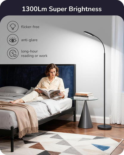 EDISHINE Lámpara de pie LED de 18W para sala de estar, superficie d...