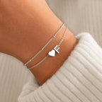 M MOOHAM Pulseras de oro con inicial de corazón para mujer, pulsera...