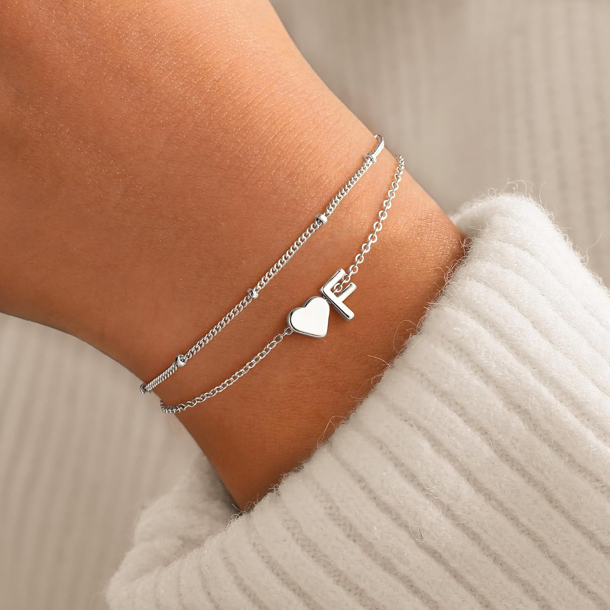 M MOOHAM Pulseras de oro con inicial de corazón para mujer, pulsera...