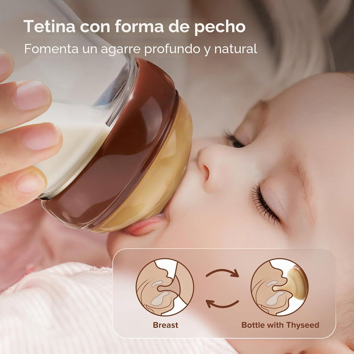 Thyseed Biberón de vidrio anticólico para bebés amamantados, alimen...