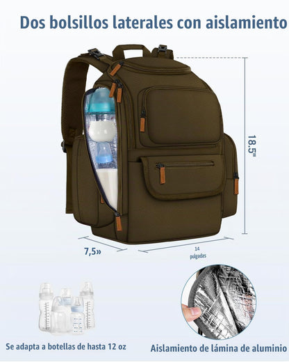 Mancro Mochila para pañales, mochila multifuncional grande para beb...