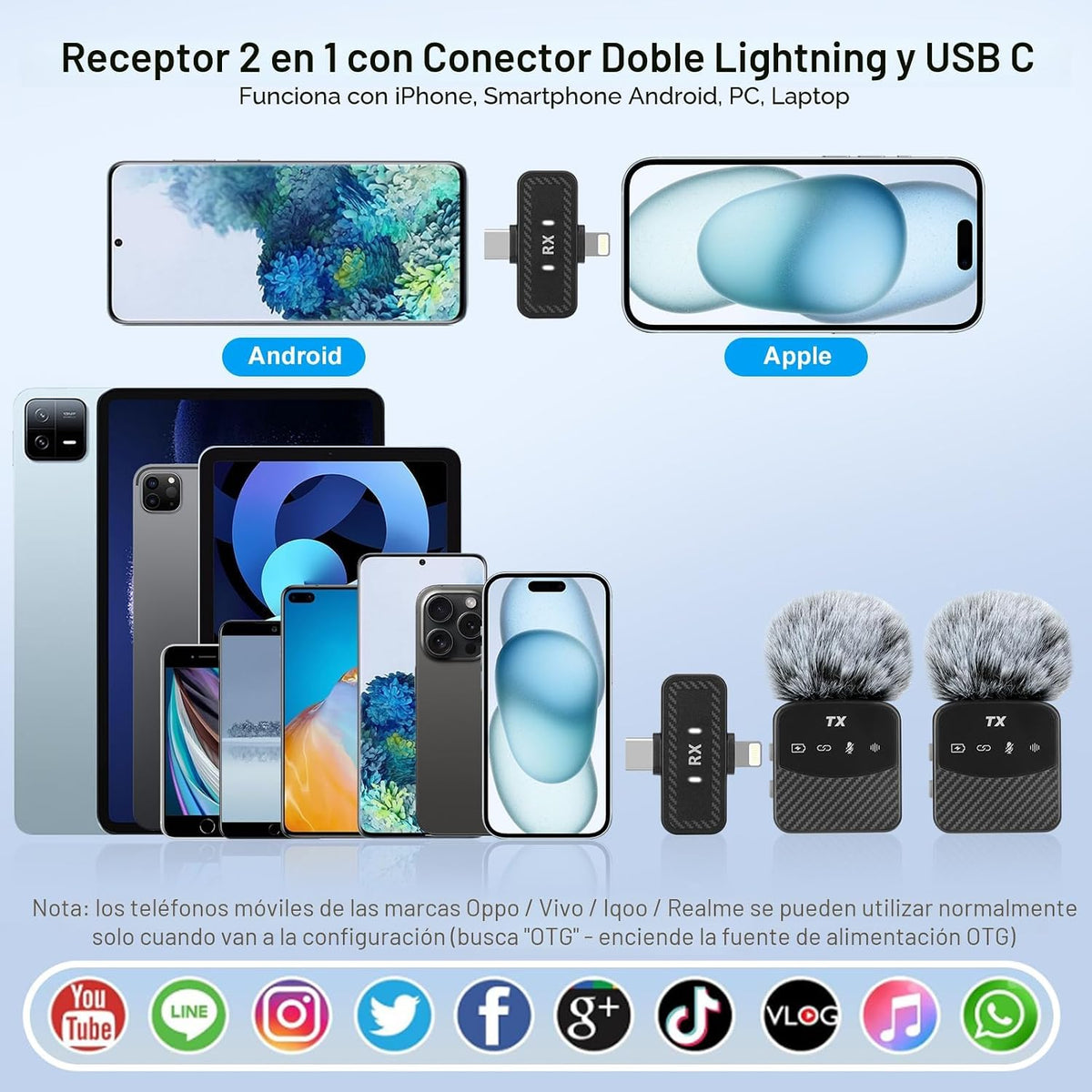 YUANRAN Mini micrófono de solapa inalámbrico para iPhone\/Android\/...