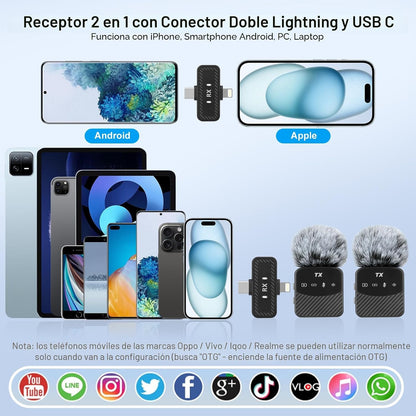 YUANRAN Mini micrófono de solapa inalámbrico para iPhone\/Android\/...