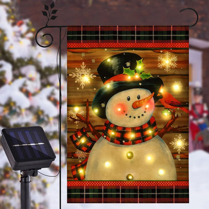 Bandera de jardín iluminada de muñeco de nieve para decoración al a...