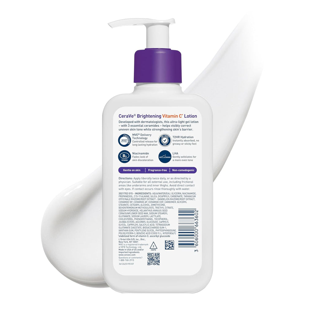 CeraVe Loción corporal iluminadora de vitamina C, cuidado de la pie...