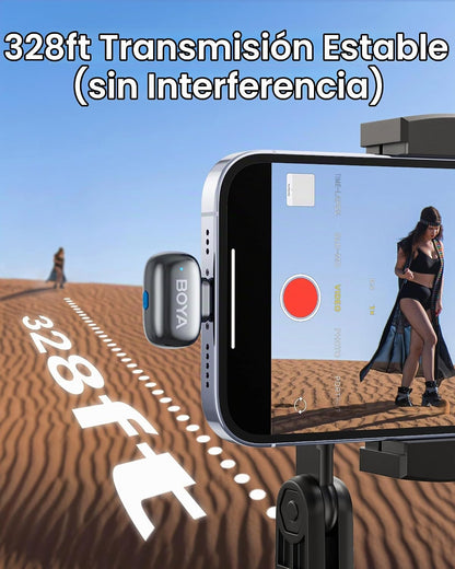 Micrófono Lavalier inalámbrico BOYA mini 2 para iPhone 5-17 y teléf...