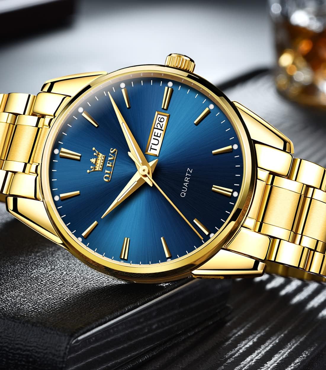 OLEVS Relojes para hombre Relojes de cronógrafo de fácil lectura lu...