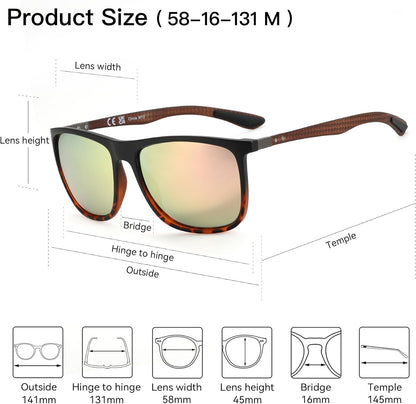 ZENOTTIC Gafas de sol polarizadas cuadradas para hombre, ultraliger...