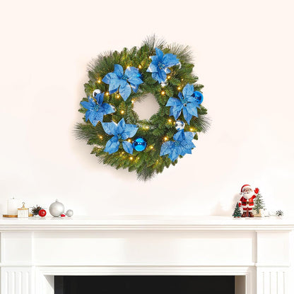 Garvee Corona de Navidad de 24 pulgadas con Flores, Hojas de Ciprés...