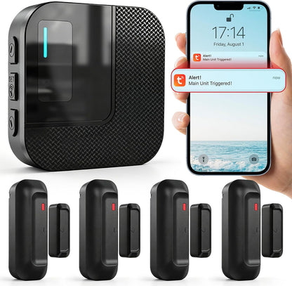SanJie Timbre de puerta WiFi, sensor de alarma de puerta con notifi...