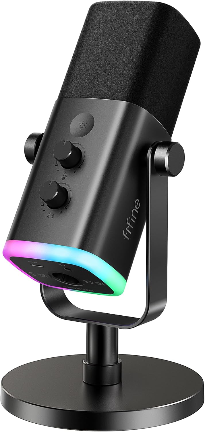 FIFINE AmpliGame AM8 USB\/XLR Micrófono dinámico para transmisión d...