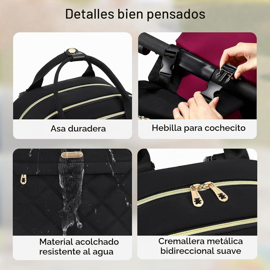 ViveVoy Mochila grande para pañales con cambiador y estuche para ch...