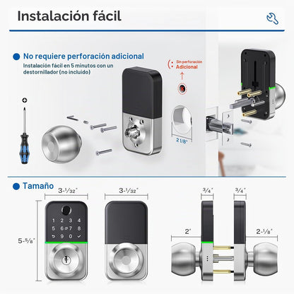 Cerradura de puerta inteligente con teclado y pomo: Cerradura de en...