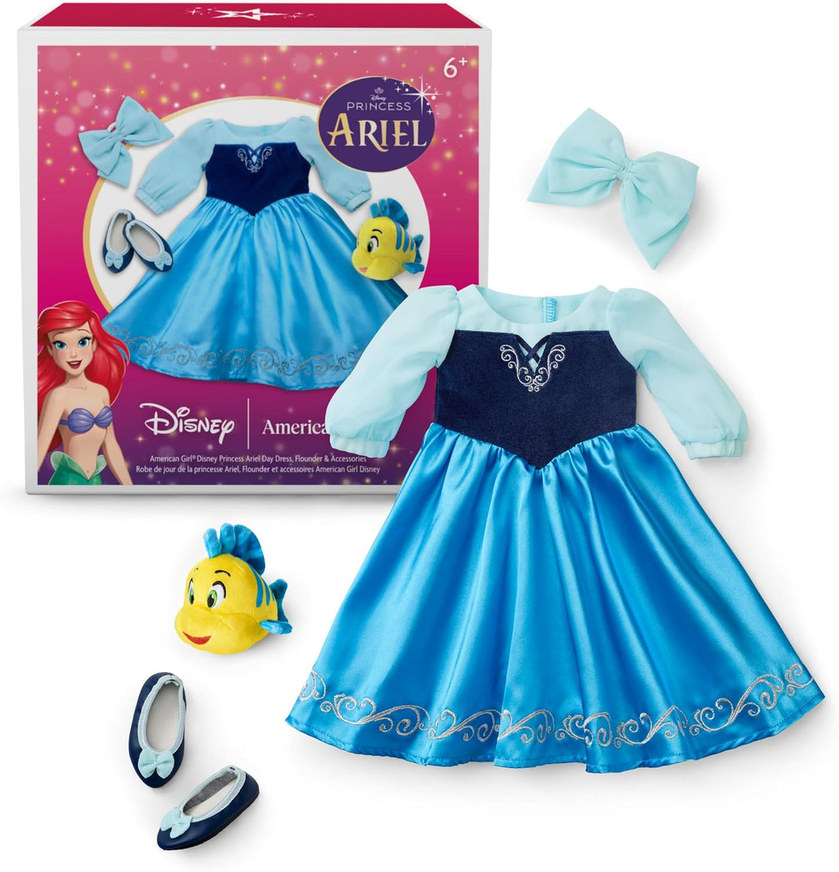 American Girl, Disney, princesa Ariel, vestido de día, figura de pl...