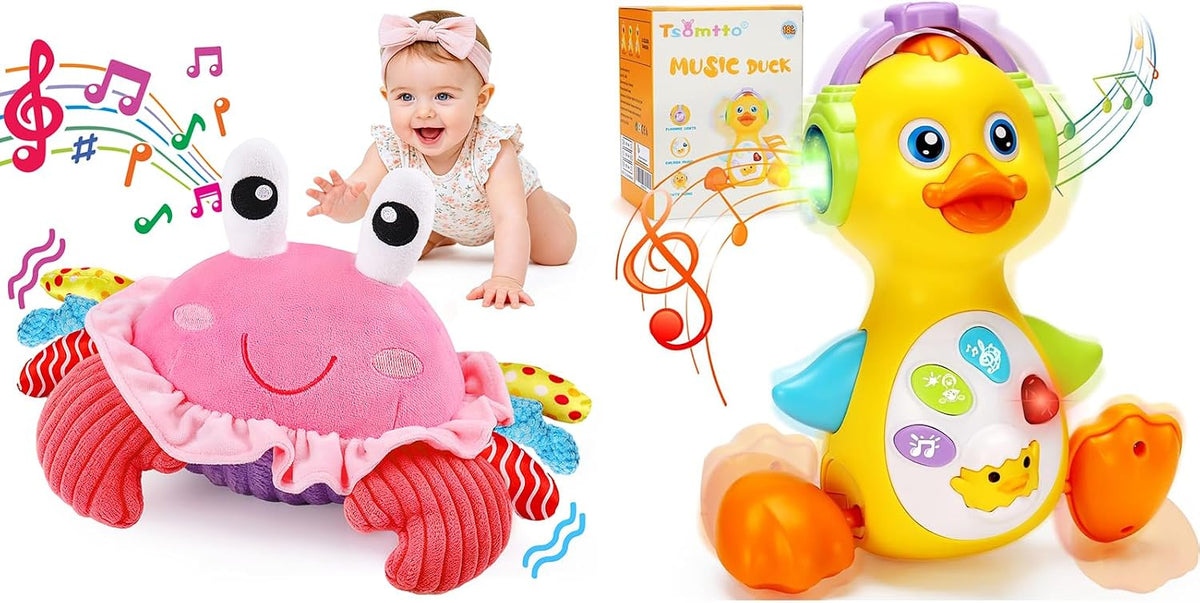 Tsomtto Juguetes musicales de cangrejo y pato iluminado para bebés...
