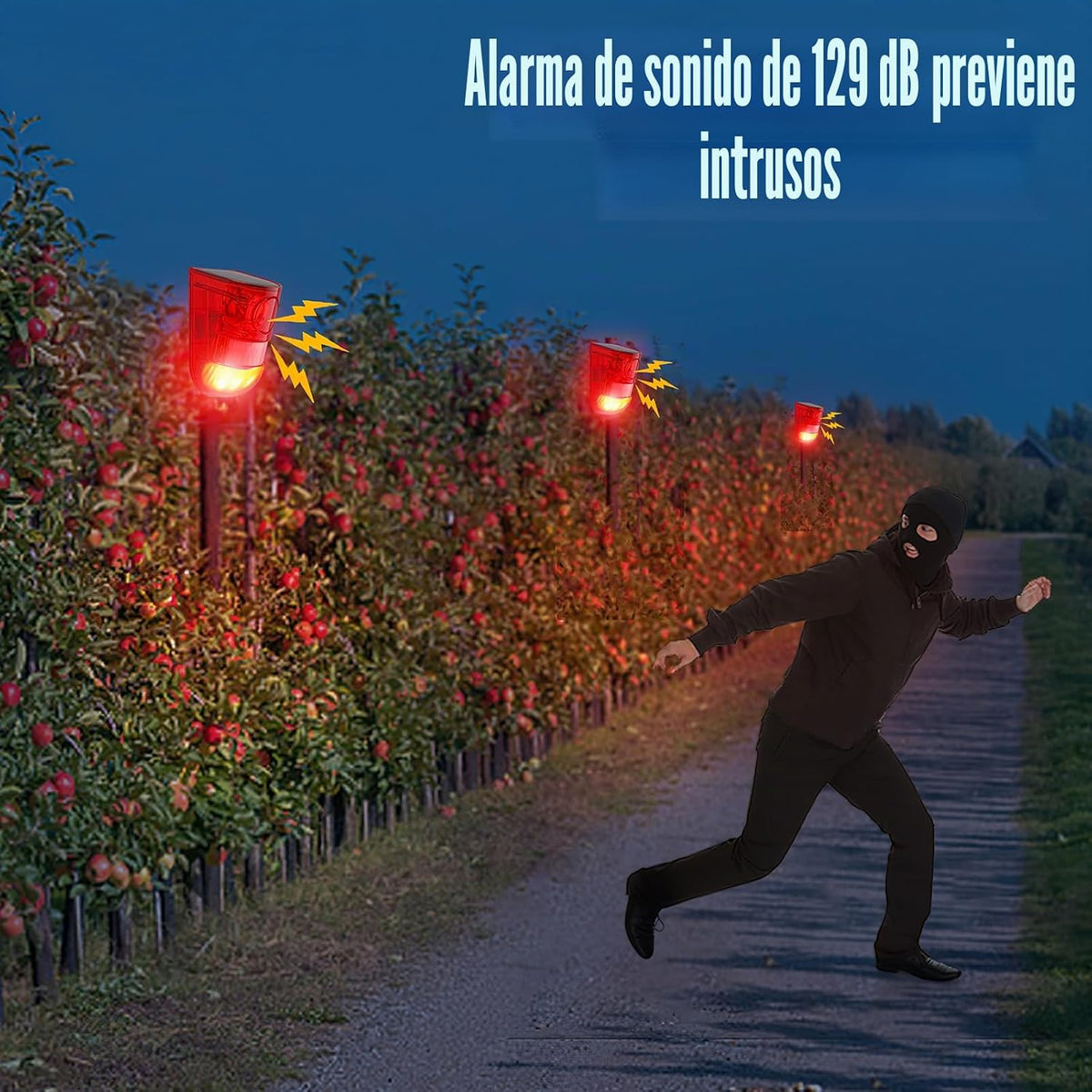 Qualirey - Paquete de 2 alarmas solares con sensor de movimiento de...