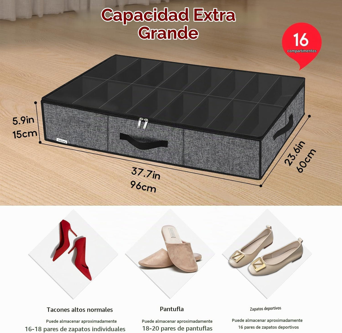 Onlyeasy Organizador Robusto para Almacenamiento de Zapatos Debajo...