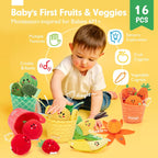 hahaland Juguetes sensoriales para bebés, 16 piezas, My First Fruit...