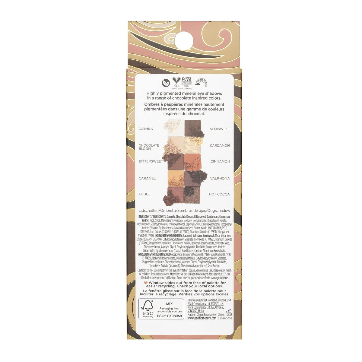 Pacifica Cocoa Nudes - Paleta de sombras de ojos minerales, maquill...