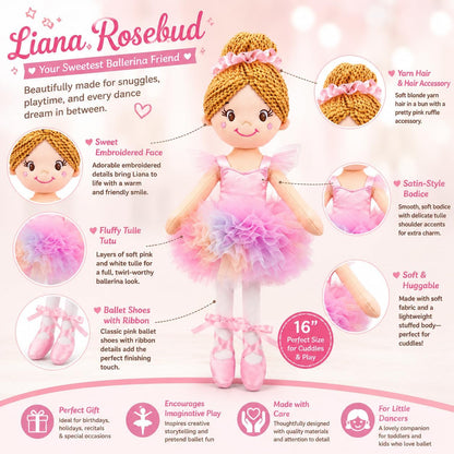 June Garden Muñeca de bailarina Liana Rosebud personalizada de 16&#...