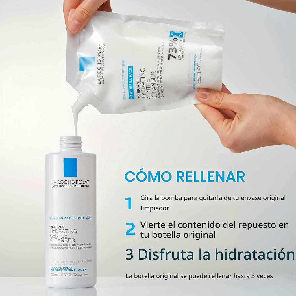 La Roche-Posay Toleriane - Limpiador facial suave e hidratante, lim...