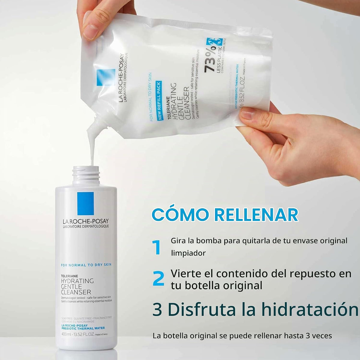 La Roche-Posay Toleriane - Limpiador facial suave e hidratante, lim...