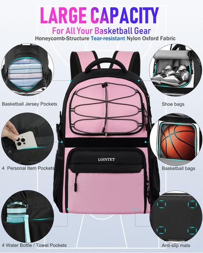 LOINTET - Mochila de baloncesto con compartimento para pelotas y za...