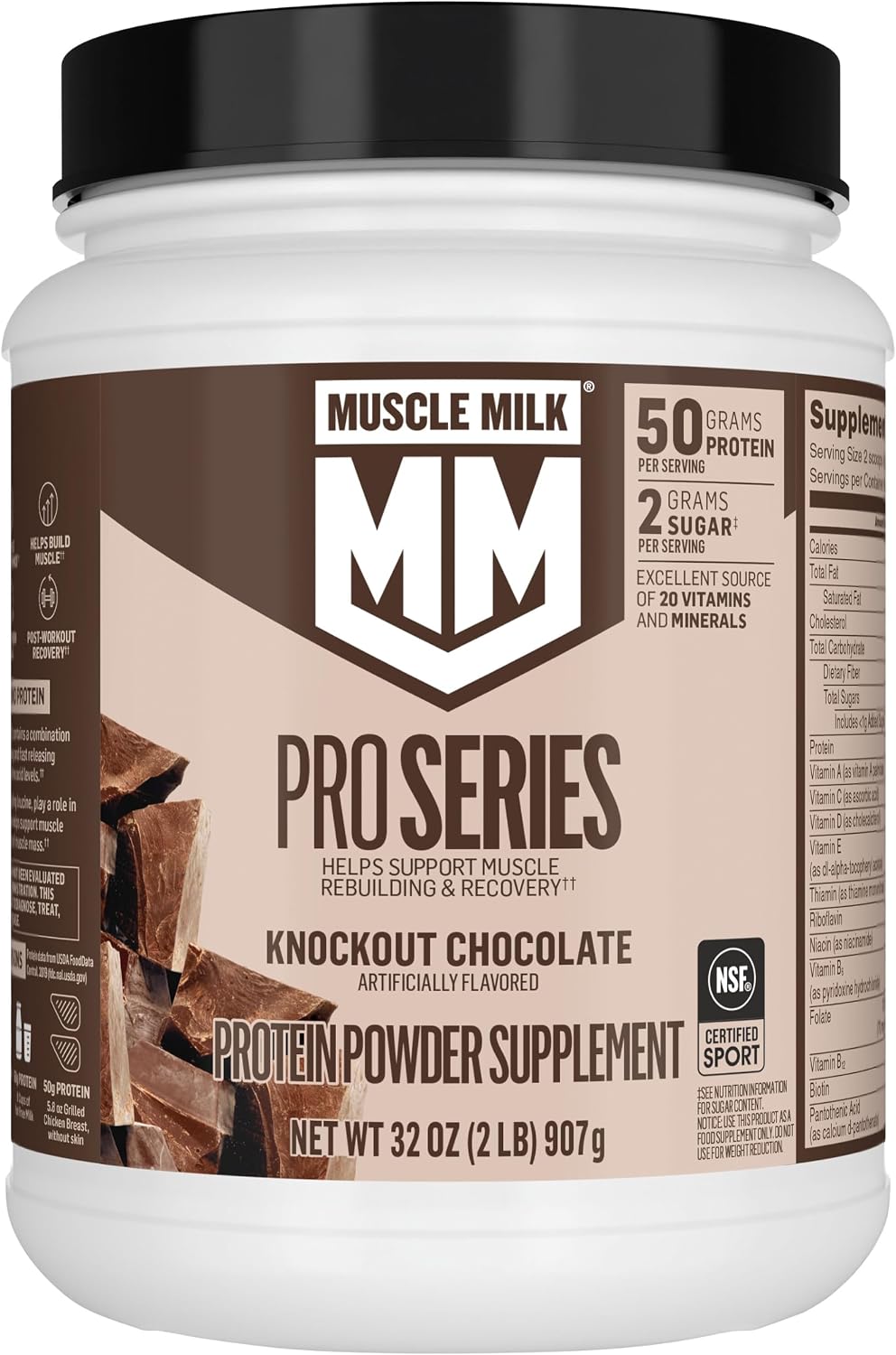 Muscle Milk Pro Series Proteína en polvo, sabor chocolate Knockout,...