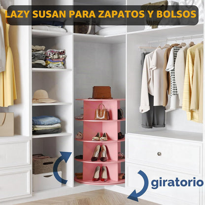 SpaceAid Torre zapatero giratorio de 4 niveles, exhibidor giratorio...