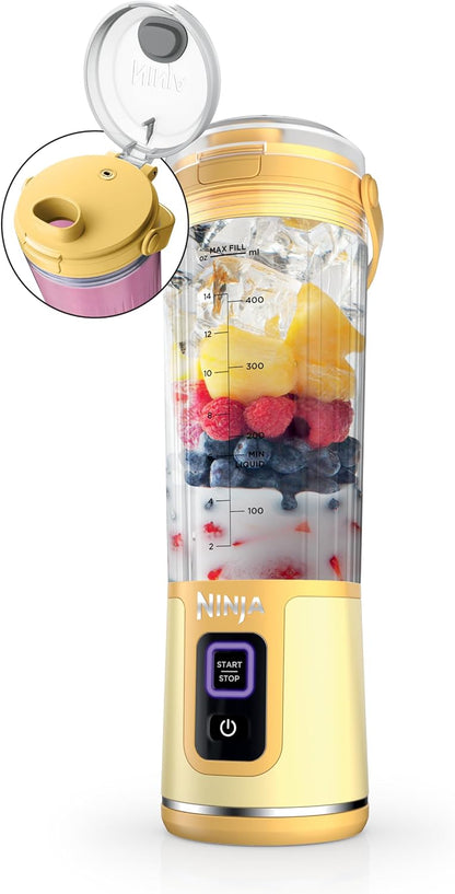 Licuadora portátil Ninja Blast, inalámbrica, recipiente de 18 oz, m...
