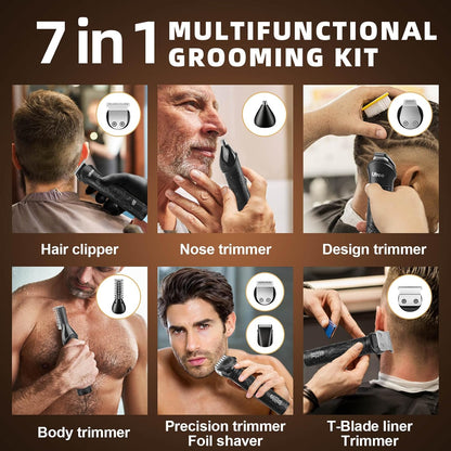 Ufree Recortadora de barba 7 en 1 para hombres, afeitadora eléctric...