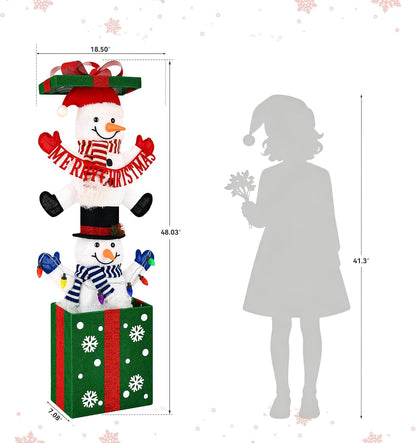 Muñeco de nieve en caja de regalo decoración navideña al aire libre...