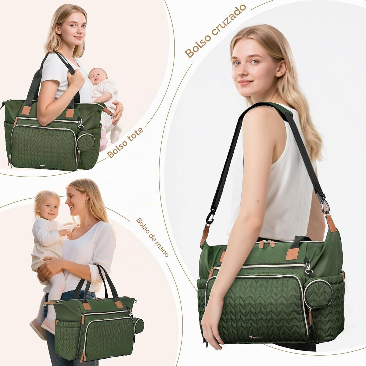 Tonyeee Bolsa de Pañales Tipo Tote, Bolsas Grandes para Pañales de...
