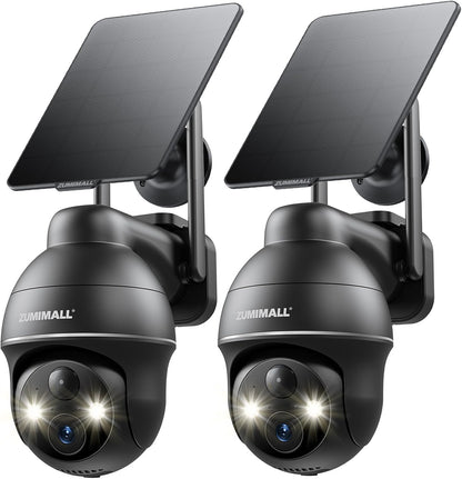 ZUMIMALL Cámaras de seguridad solares 2K inalámbricas para exterior...