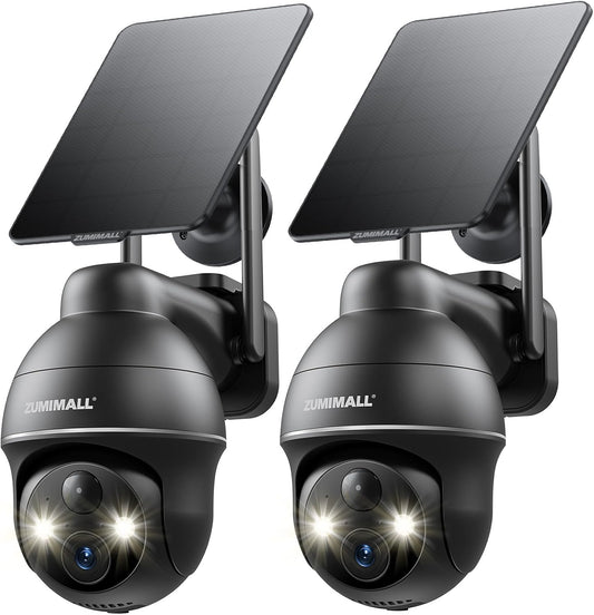 ZUMIMALL Cámaras de seguridad solares 2K inalámbricas para exterior...